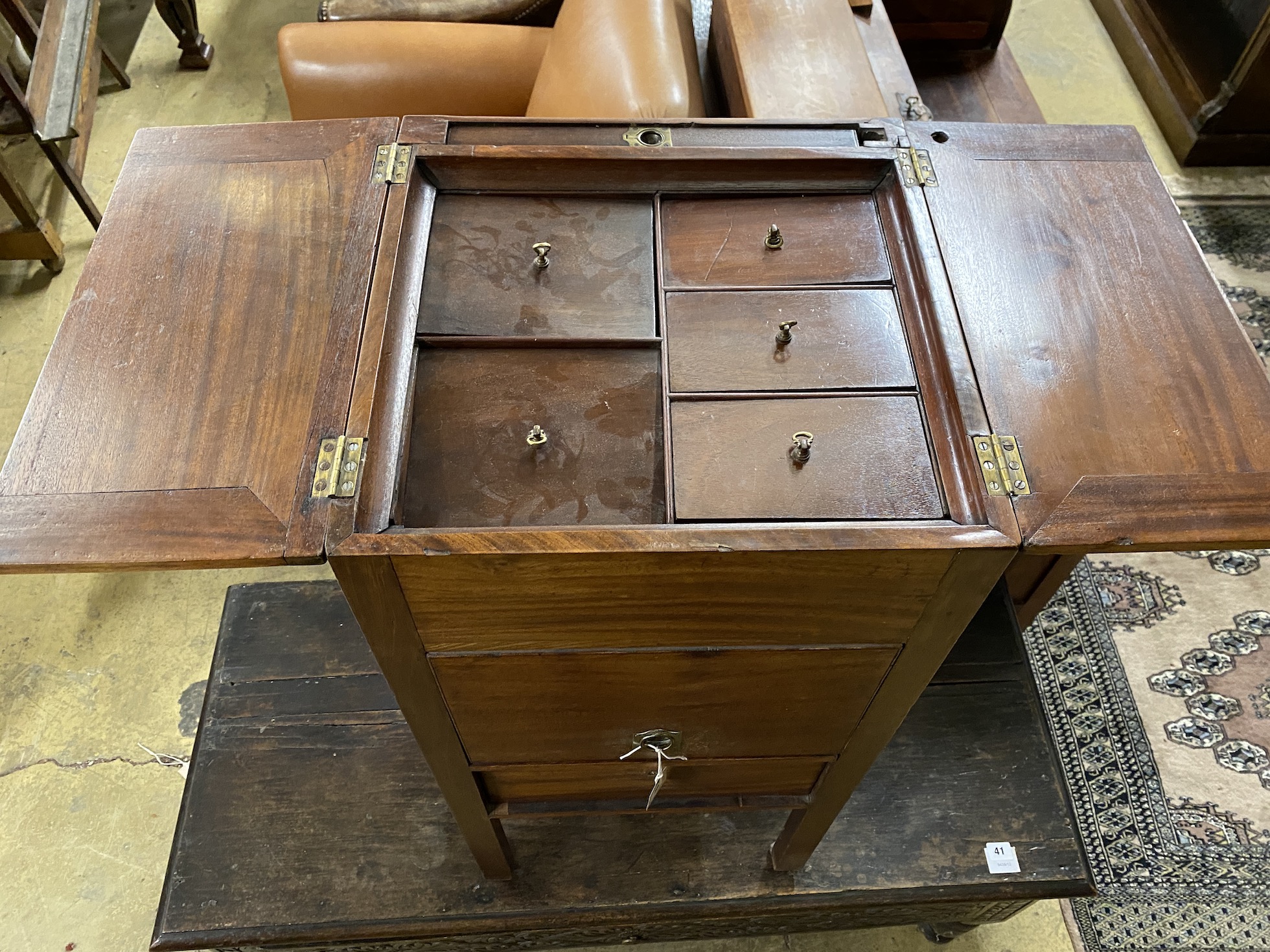 A George III mahogany enclosed wash stand, width 42cm, depth 41cm, height 87cm